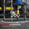 Werkplaats rolwagen met 3 verdiepingen, opvouwbare gereedschapswagen met handvat, montagewagen werkplaatswagen voor magazijn, garage, tot 68 kg belastbaar, zwart 6