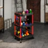 Werkplaats rolwagen met 3 verdiepingen, zijgatplanken, gereedschapswagen met 10 haken, haakgaten werkplaatswagen voor gereedschap voor garage, magazijn, max. 91 kg belastbaar, zwart 9