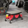 Werkplaatskruk met rollen, opbergruimte, lade, 35cm hoog, rolkruk tot 135 kg belastbaar, werkkruk, rolstoel, werkplaatsstoel voor werkplaats, grijs 2