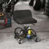 Werkplaatskruk met rollen, opbergruimte, lendensteun, 58,5 cm hoog, rolkruk tot 135 kg belastbaar, werkkruk, rolstoel, werkplaatsstoel voor werkplaats zwart 2