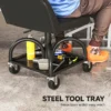 Werkplaatskruk met rollen, opbergruimte, lendensteun, 58,5 cm hoog, rolkruk tot 135 kg belastbaar, werkkruk, rolstoel, werkplaatsstoel voor werkplaats zwart 9