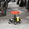 Werkplaatskruk met wielen, opbergoppervlak, in hoogte verstelbaar 38 50cm, rolkruk tot 135 kg belastbaar, draaibaar, werkstoel, draaistoel Ø38 cm, werkplaatsstoel voor werkplaats oranje 2