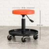 Werkplaatskruk met wielen, opbergoppervlak, in hoogte verstelbaar 38 50cm, rolkruk tot 135 kg belastbaar, draaibaar, werkstoel, draaistoel Ø38 cm, werkplaatsstoel voor werkplaats oranje 4