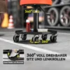 Werkplaatskruk met wielen, opbergoppervlak, in hoogte verstelbaar 38 50cm, rolkruk tot 135 kg belastbaar, draaibaar, werkstoel, draaistoel Ø38 cm, werkplaatsstoel voor werkplaats oranje 8