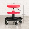 Werkplaatskruk met wielen, verstelbare hoogte 40 51cm, rolkruk belastbaar tot 135 kg, draaibare werkstoel, draaikruk Ø38 cm, werkplaatsstoel voor werkplaats rood 4