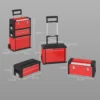 Werkplaatswagen incl. koffer gereedschapswagen leeg met 3 modulaire eenheden, rolwagen voor gereedschapsopslag, gereedschapskist met handvat, staal, rood 4