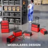 Werkplaatswagen incl. koffer gereedschapswagen leeg met 3 modulaire eenheden, rolwagen voor gereedschapsopslag, gereedschapskist met handvat, staal, rood 5