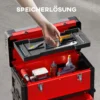 Werkplaatswagen incl. koffer gereedschapswagen leeg met 3 modulaire eenheden, rolwagen voor gereedschapsopslag, gereedschapskist met handvat, staal, rood 6