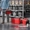 Werkplaatswagen incl. koffer gereedschapswagen leeg met 3 modulaire eenheden, rolwagen voor gereedschapsopslag, gereedschapskist met handvat, staal, rood 7