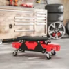 Werkstatthocker mit rollen abnehmbar sitz, ablagefläche, schublade, 33cm hoch rollhocker bis 135 kg belastbar arbeitshocker rollsitz werkstattsitz für werkstatt rot 10