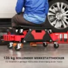 Werkstatthocker mit rollen abnehmbar sitz, ablagefläche, schublade, 33cm hoch rollhocker bis 135 kg belastbar arbeitshocker rollsitz werkstattsitz für werkstatt rot 5