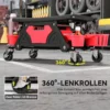 Werkstatthocker mit rollen abnehmbar sitz, ablagefläche, schublade, 33cm hoch rollhocker bis 135 kg belastbar arbeitshocker rollsitz werkstattsitz für werkstatt rot 7