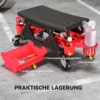 Werkstatthocker mit rollen abnehmbar sitz, ablagefläche, schublade, 33cm hoch rollhocker bis 135 kg belastbar arbeitshocker rollsitz werkstattsitz für werkstatt rot 8