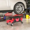 Werkstatthocker mit rollen abnehmbar sitz, ablagefläche, schublade, 33cm hoch rollhocker bis 135 kg belastbar arbeitshocker rollsitz werkstattsitz für werkstatt rot 9