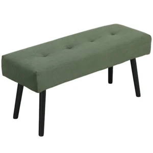 Zitbank gestoffeerde bank met corduroy bekleding, getufte bedbank met metalen poten, schoenenbank gangmeubilair voor slaapkamer, woonkamer, gang 100 x 36 x 45 cm groen 1