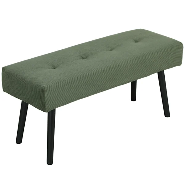 Zitbank gestoffeerde bank met corduroy bekleding, getufte bedbank met metalen poten, schoenenbank gangmeubilair voor slaapkamer, woonkamer, gang 100 x 36 x 45 cm groen 1