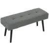 Zitbank gestoffeerde bank met corduroy bekleding, getuftete bedbank met metalen poten, schoenenbank gangmeubilair voor slaapkamer, woonkamer, gang 100 x 36 x 45 cm grijs 1