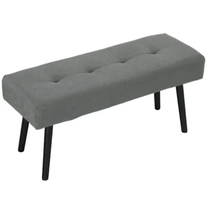 Zitbank gestoffeerde bank met corduroy bekleding, getuftete bedbank met metalen poten, schoenenbank gangmeubilair voor slaapkamer, woonkamer, gang 100 x 36 x 45 cm grijs 1