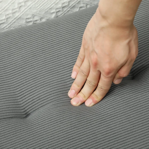 Zitbank gestoffeerde bank met corduroy bekleding, getuftete bedbank met metalen poten, schoenenbank gangmeubilair voor slaapkamer, woonkamer, gang 100 x 36 x 45 cm grijs 10