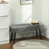 Zitbank gestoffeerde bank met corduroy bekleding, getuftete bedbank met metalen poten, schoenenbank gangmeubilair voor slaapkamer, woonkamer, gang 100 x 36 x 45 cm grijs 2