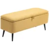 Zitbank, gestoffeerde bank met opbergruimte, linnenlook, bedbank met stalen poten voor woonkamer, gang, slaapkamer, tot 150 kg belastbaar, 101 x 38,5 x 44,5 cm, geel 1