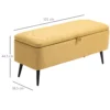 Zitbank, gestoffeerde bank met opbergruimte, linnenlook, bedbank met stalen poten voor woonkamer, gang, slaapkamer, tot 150 kg belastbaar, 101 x 38,5 x 44,5 cm, geel 4