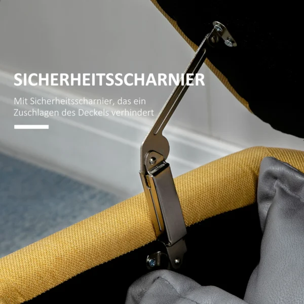 Zitbank, gestoffeerde bank met opbergruimte, linnenlook, bedbank met stalen poten voor woonkamer, gang, slaapkamer, tot 150 kg belastbaar, 101 x 38,5 x 44,5 cm, geel 8