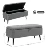 Zitbank met opbergruimte, gestoffeerde bank met linnenlook, zitkist met stalen poten, kistbank voor woonkamer, slaapkamer, gang 102 x 40 x 44 cm, grijs 4