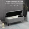 Zitbank met opbergruimte, gestoffeerde bank met linnenlook, zitkist met stalen poten, kistbank voor woonkamer, slaapkamer, gang 102 x 40 x 44 cm, grijs 5