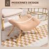 Zitkruk, voetenbankje met berberfleece stof, gestoffeerde kruk tot 120 kg belastbaar, voor woonkamer, slaapkamer, 67 x 45 x 38 cm, bruin 5