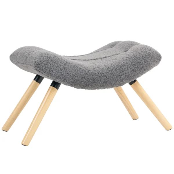Zitkruk, voetenbankje met berberfleece stof, gestoffeerde kruk tot 120 kg belastbaar, voor woonkamer, slaapkamer, 67 x 45 x 38 cm, donkergrijs 1