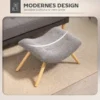 Zitkruk, voetenbankje met berberfleece stof, gestoffeerde kruk tot 120 kg belastbaar, voor woonkamer, slaapkamer, 67 x 45 x 38 cm, lichtgrijs 5