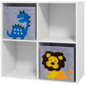 Zonekiz kinderboekenkast met 2 opbergdozen kinderkamerkast speelgoedkast voor kinderkamer wit+grijs 61,8 x 29,9 x 61,8 cm 1