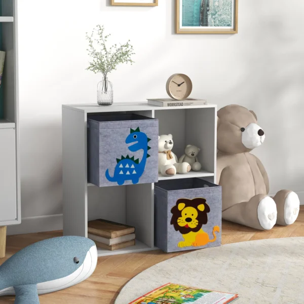 Zonekiz kinderboekenkast met 2 opbergdozen kinderkamerkast speelgoedkast voor kinderkamer wit+grijs 61,8 x 29,9 x 61,8 cm 10
