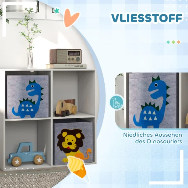 Zonekiz kinderboekenkast met 2 opbergdozen kinderkamerkast speelgoedkast voor kinderkamer wit+grijs 61,8 x 29,9 x 61,8 cm 6