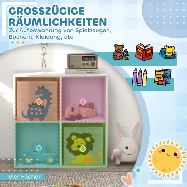 Zonekiz kinderboekenkast met 2 opbergdozen kinderkamerkast speelgoedkast voor kinderkamer wit+grijs 61,8 x 29,9 x 61,8 cm 7