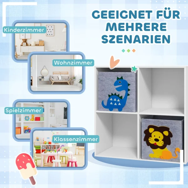 Zonekiz kinderboekenkast met 2 opbergdozen kinderkamerkast speelgoedkast voor kinderkamer wit+grijs 61,8 x 29,9 x 61,8 cm 9