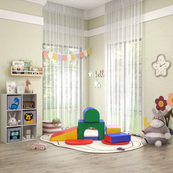 Zonekiz kinderrek kinder boekenrek met 3 opbergdozen speelgoedrek kinderkamerrek voor kinderkamer wit+grijs 61,8 x 29,9 x 91,5 cm 10
