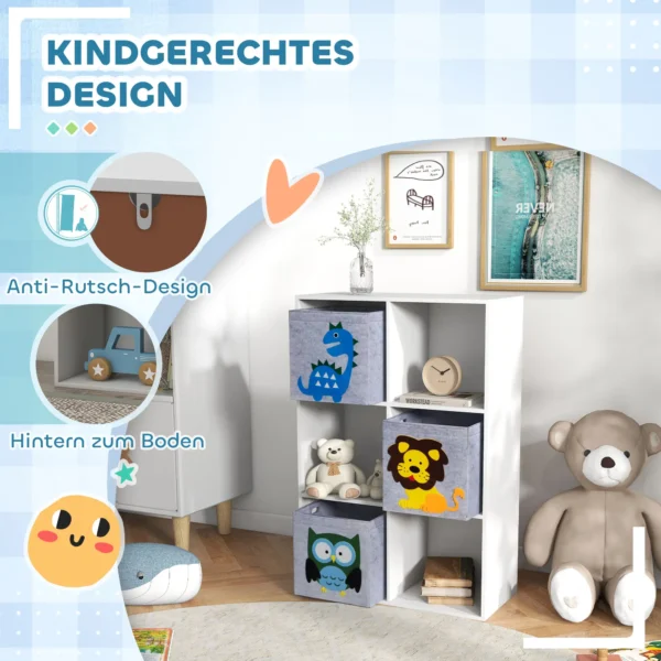 Zonekiz kinderrek kinder boekenrek met 3 opbergdozen speelgoedrek kinderkamerrek voor kinderkamer wit+grijs 61,8 x 29,9 x 91,5 cm 5