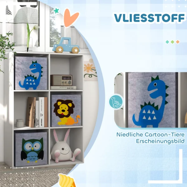 Zonekiz kinderrek kinder boekenrek met 3 opbergdozen speelgoedrek kinderkamerrek voor kinderkamer wit+grijs 61,8 x 29,9 x 91,5 cm 6