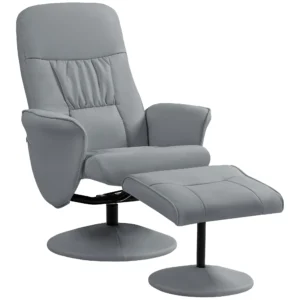 2 delige fauteuilset fauteuil met voetenbank relaxfauteuil met voetenbank, in hoogte verstelbaar, kantelbare rugleuning, lichtgrijs 1