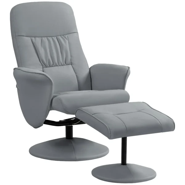 2 delige fauteuilset fauteuil met voetenbank relaxfauteuil met voetenbank, in hoogte verstelbaar, kantelbare rugleuning, lichtgrijs 1