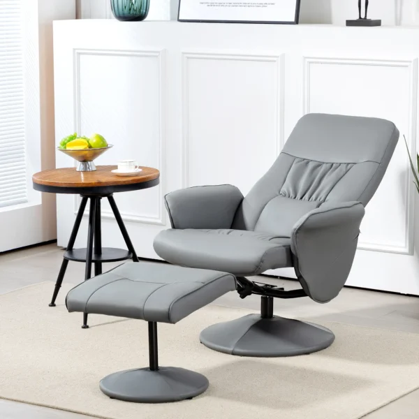 2 delige fauteuilset fauteuil met voetenbank relaxfauteuil met voetenbank, in hoogte verstelbaar, kantelbare rugleuning, lichtgrijs 2