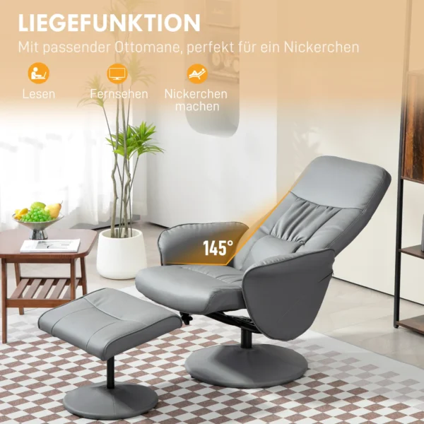 2 delige fauteuilset fauteuil met voetenbank relaxfauteuil met voetenbank, in hoogte verstelbaar, kantelbare rugleuning, lichtgrijs 5