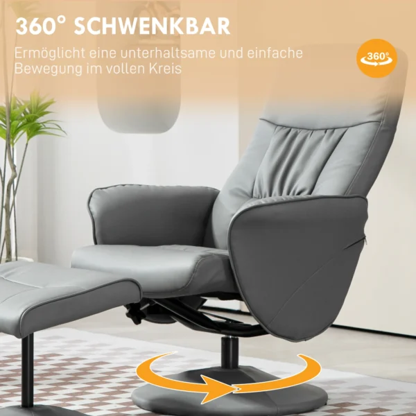 2 delige fauteuilset fauteuil met voetenbank relaxfauteuil met voetenbank, in hoogte verstelbaar, kantelbare rugleuning, lichtgrijs 6