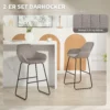 2 delige set barkrukken, barkrukken met stoffen bekleding en schuimvulling, gestoffeerde krukken met metalen poten, grijs 5