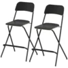 2 delige set barkrukken, inklapbare barstoelen met stalen frame, voor keuken, eetkamer, zwart 1