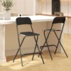 2 delige set barkrukken, inklapbare barstoelen met stalen frame, voor keuken, eetkamer, zwart 2