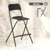 2 delige set barkrukken, inklapbare barstoelen met stalen frame, voor keuken, eetkamer, zwart 4