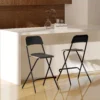 2 delige set barkrukken, inklapbare barstoelen met stalen frame, voor keuken, eetkamer, zwart 8